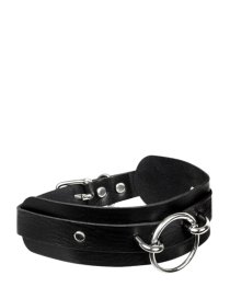 Antkaklis „O-Ring Front Collar Black Silver“ - Kinky Diva