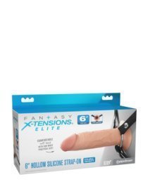 Tuščiaviduris strap-on dildo (pažeista pakuotė) „6 Inch Silicone Hollow Strap-on“ - Pipedream