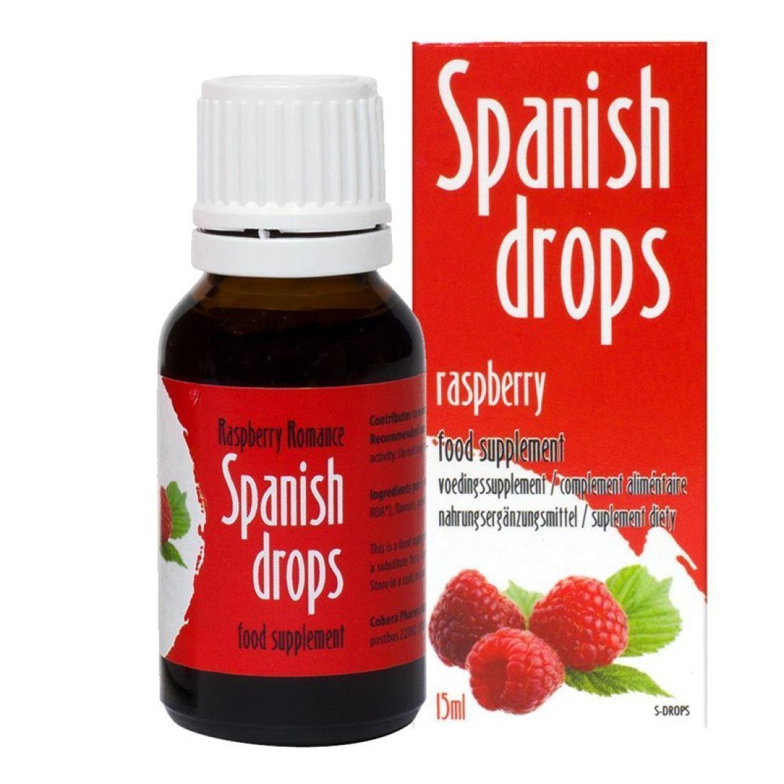 Maisto papildas vyrams ir moterims „Spanish Drops Raspberry“, 15 ml - Cobeco Pharma