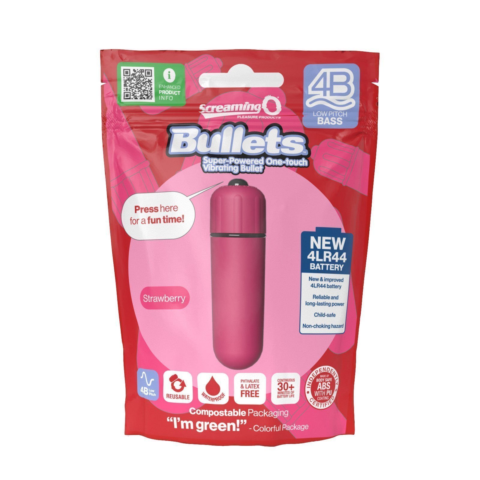 Vibruojanti kulka „Bullets Strawberry“ - Screaming O