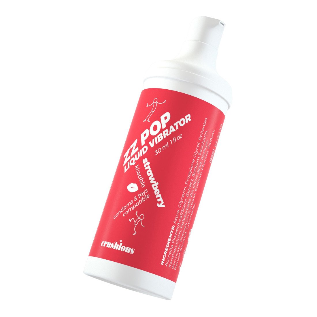 Stimuliuojantis gelis „ZZ Pop Liquid Vibrator Strawberry“, 30 ml - Crushious