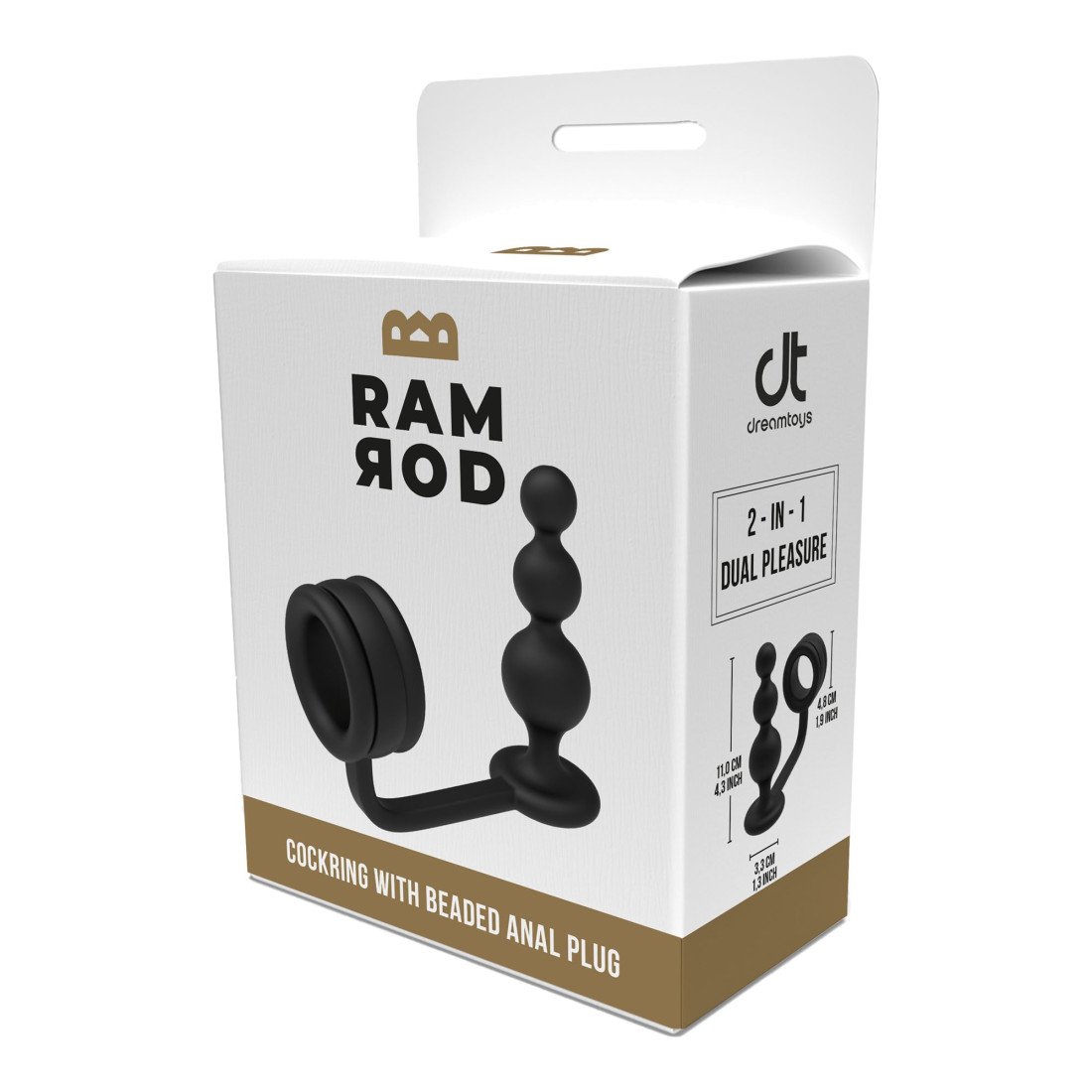 Analinis kaištis - žiedas „Cockring with Beaded Anal Plug“ - Ramrod
