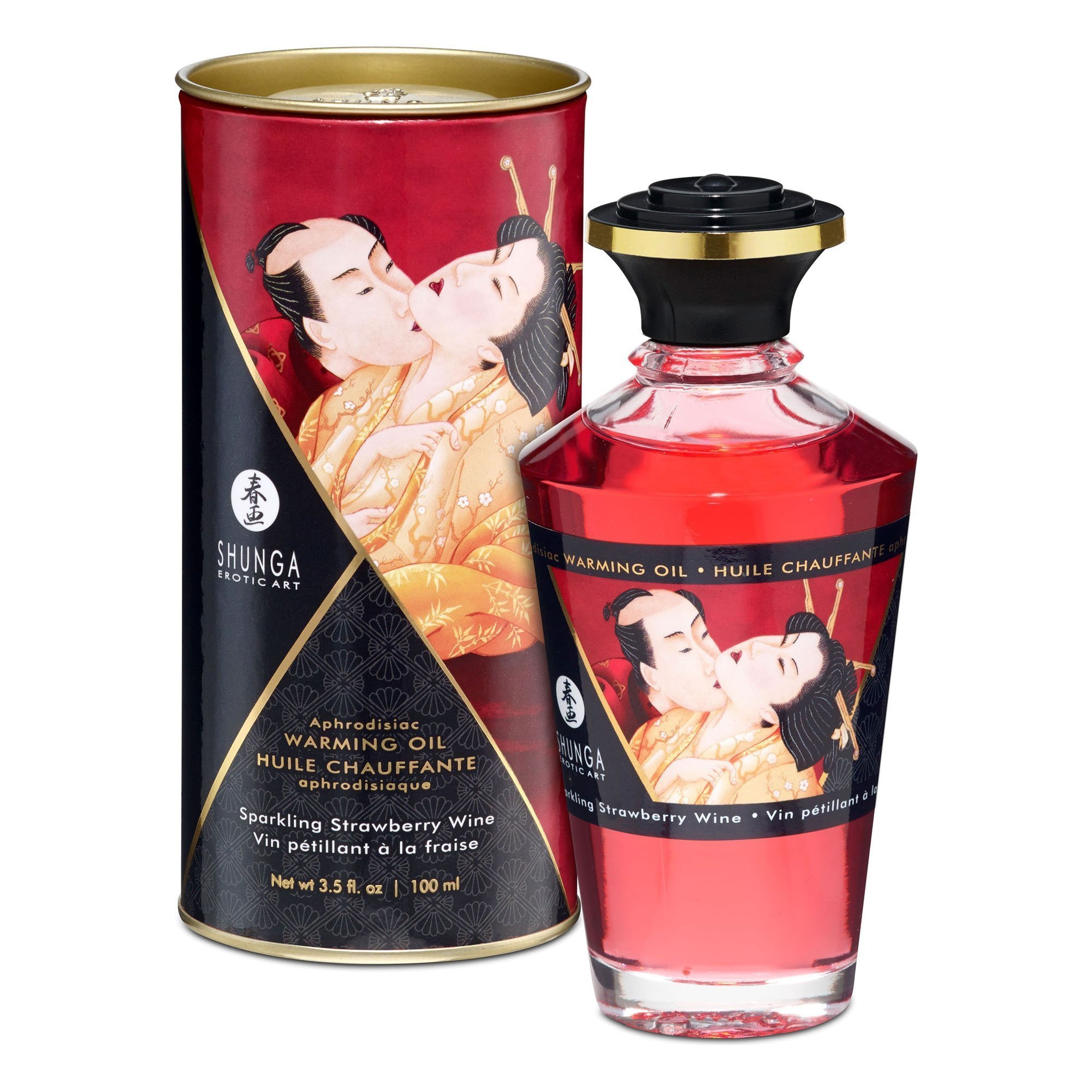 Afrodiziakinis šildantis aliejus „Strawberry Wine“, 100 ml - Shunga