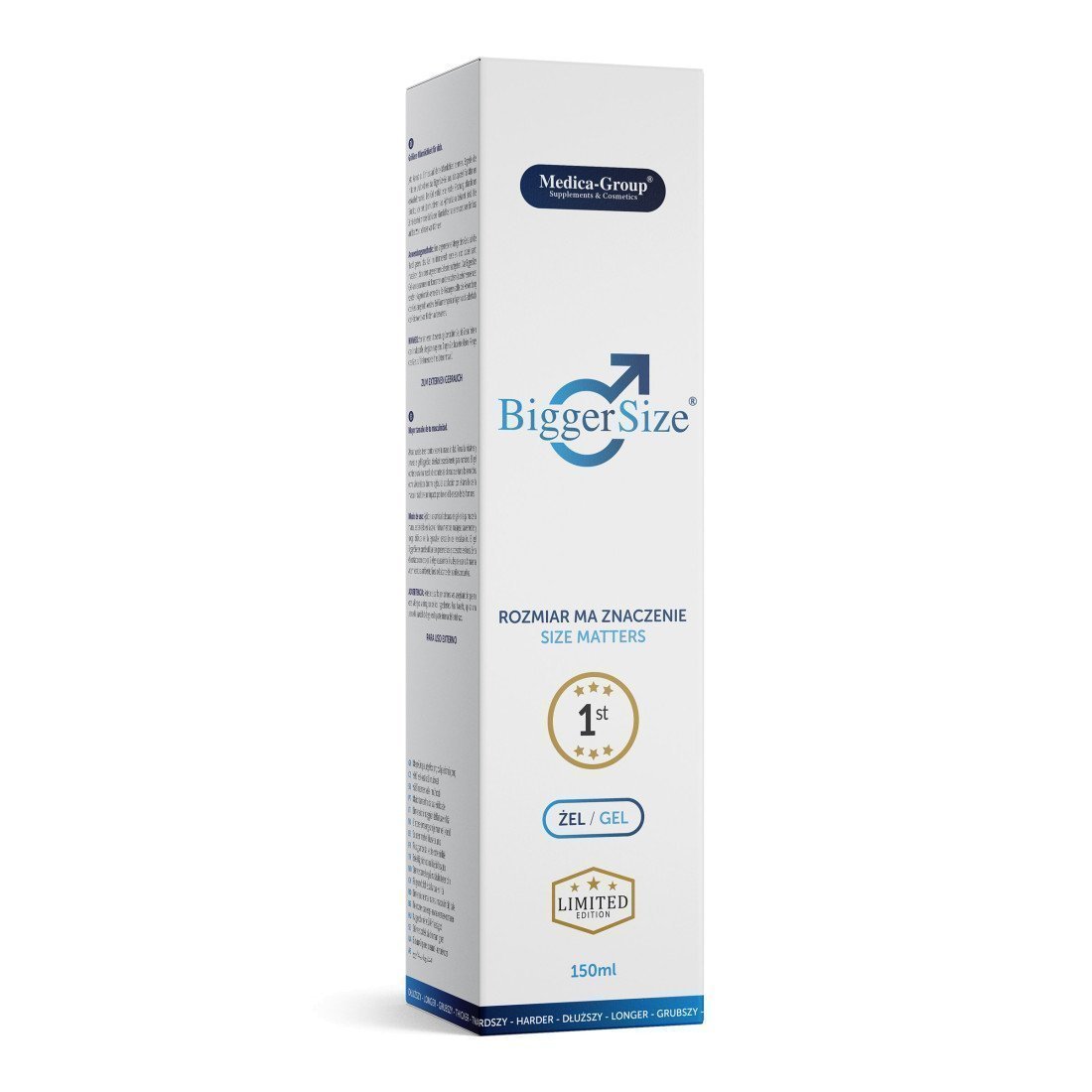 Erekciją stiprinantis gelis-lubrikantas „BiggerSize“, 150 ml - Medica-Group