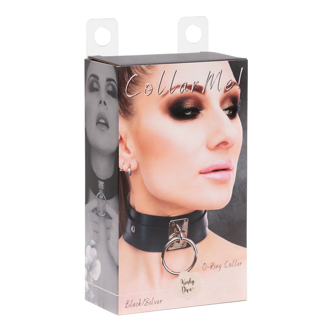 Antkaklis „O-Ring Collar Black Silver“ - Kinky Diva