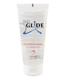 Braškių kvapo vandens pagrindo lubrikantas „Just Glide Strawberry“, 200 ml - Just Glide