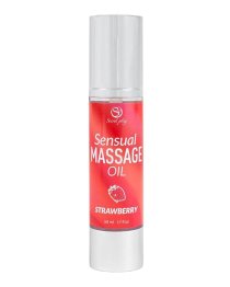 Masažo aliejus „Sensual Massage Oil Strawberry“, 50 ml - Secret Play