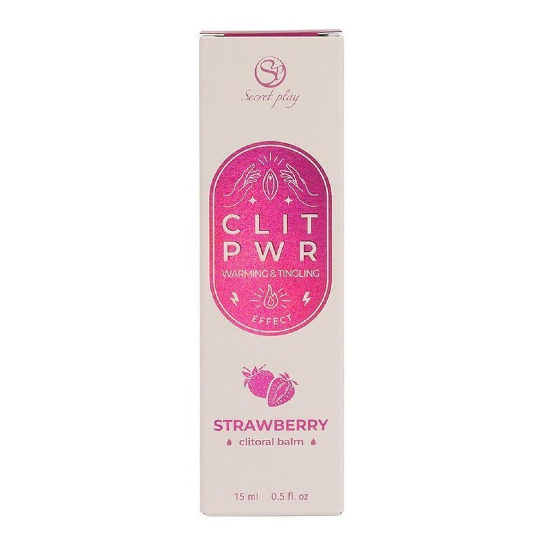Stimuliuojantis balzamas klitoriui „Clit PWR - Strawberry“, 15 ml - Secret Play