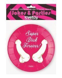 Vienkartinės lėkštės „Super Dick Forever“, 6 vnt. - Love Toy