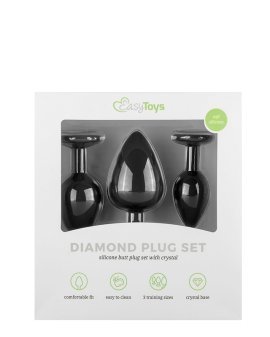 Juodas analinių kaiščių rinkinys „Diamond Plug Set“ - EasyToys