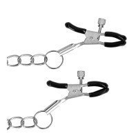 Spenelių spaustukai - burnos kaištis „O-Ring Gag with Nipple Clamps“ - Ouch!