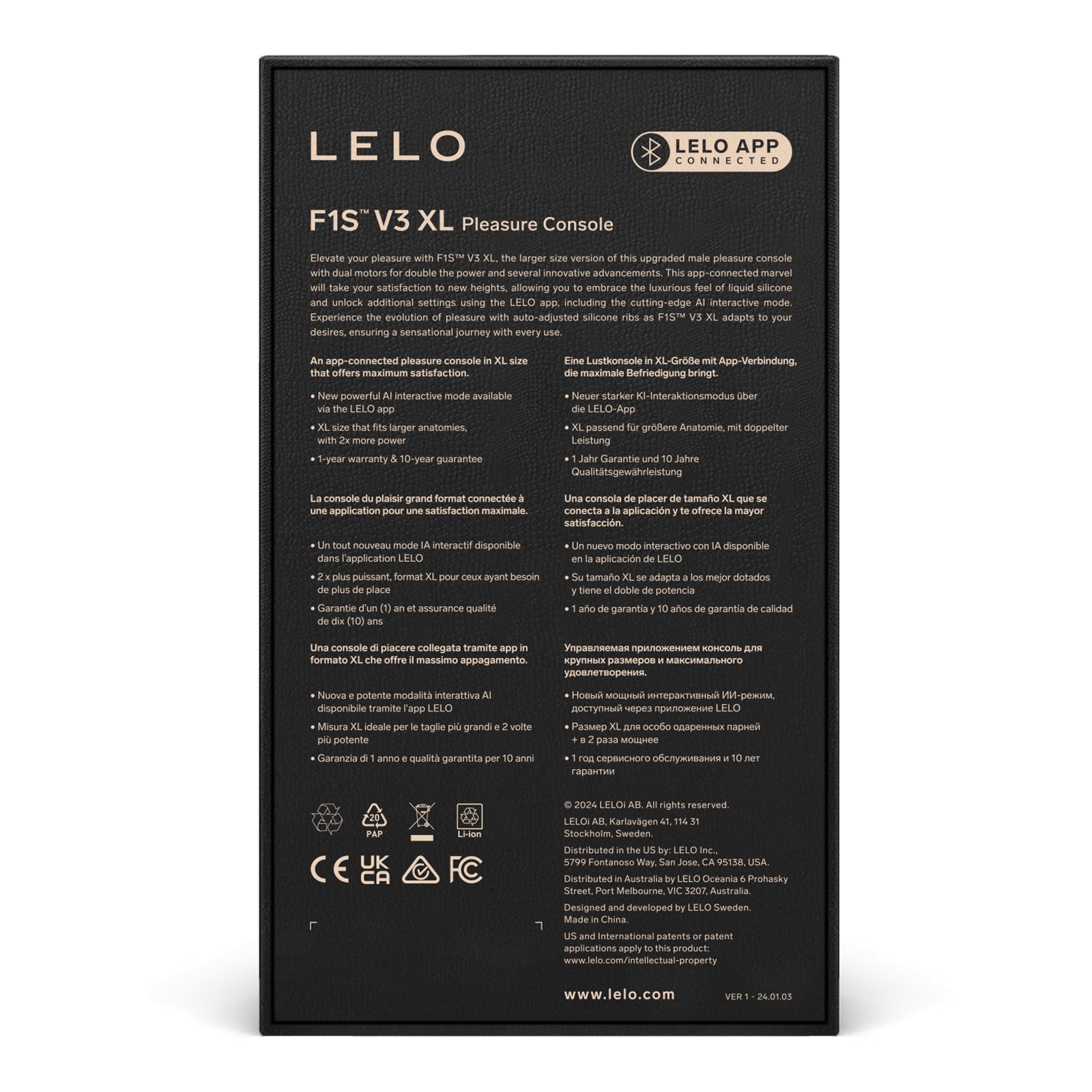 Išmanusis masturbatorius „F1S™ V3 XL“ - LELO