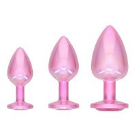 Analinių kaiščių rinkinys „Metal Anal Plug Set Pink“ - Ouch!