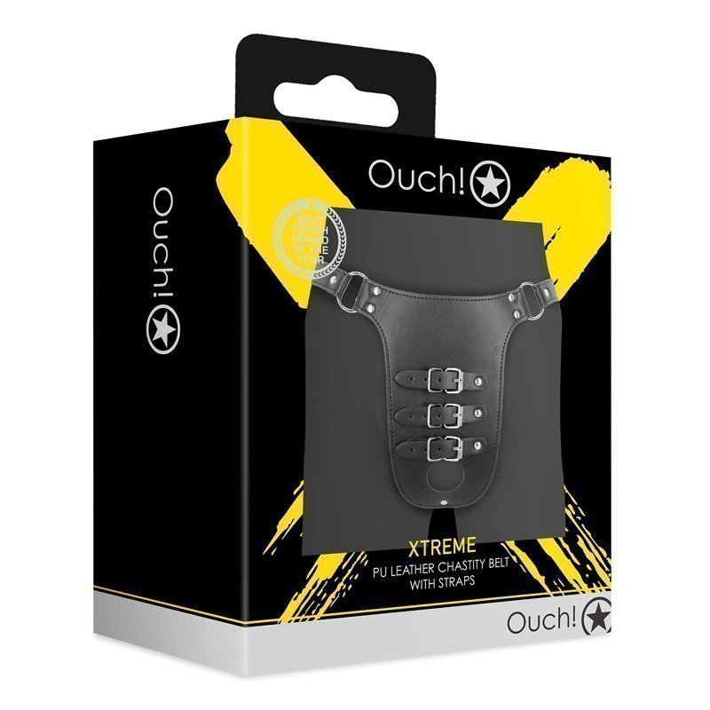 Suvaržymo diržas vyrams „Xtreme Chastity Belt with Straps“ - Ouch!