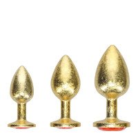 Analinių kaiščių rinkinys „Metal Anal Plug Set Gold“