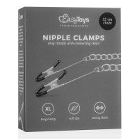 Spenelių spaustukai „Long Nipple Clamps with Chain“ - EasyToys