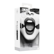 Atviras burnos kaištis „Black & White Ring Gag“ - Ouch!