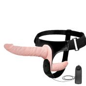 Vibruojantis dvigubas strap-on dildo „Batek“