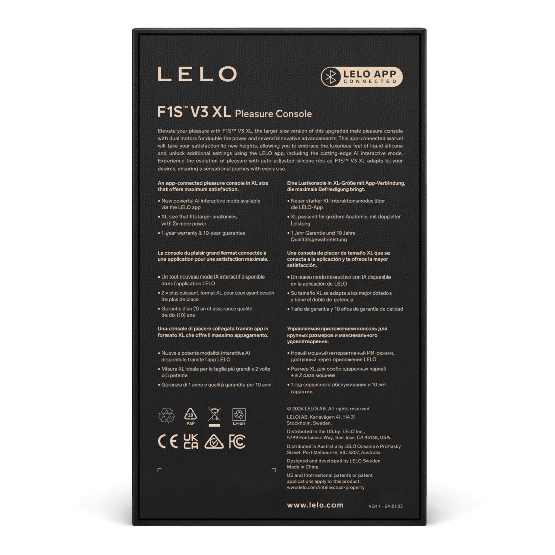 Išmanusis masturbatorius „F1S™ V3 XL“ - LELO