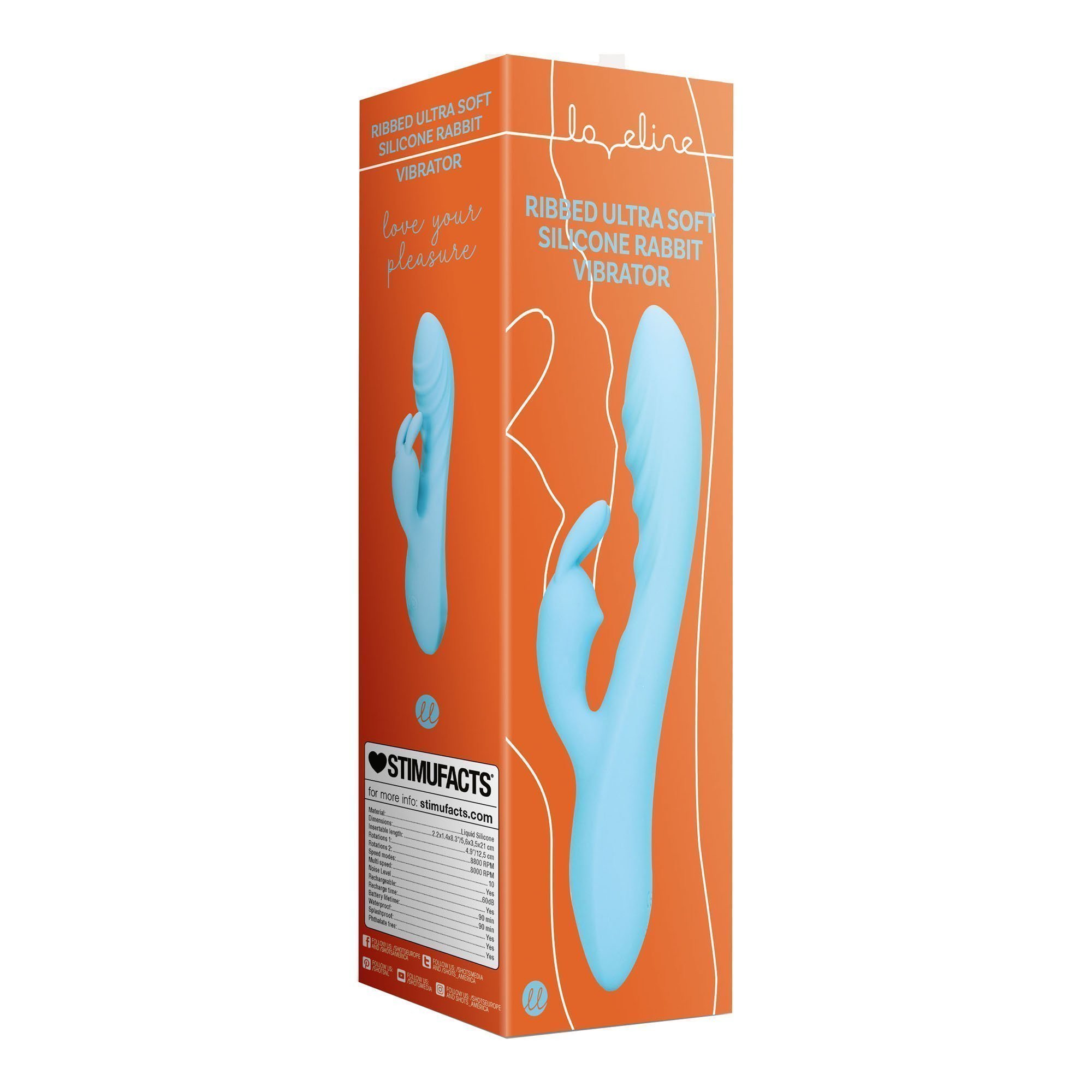 Vibratorius kiškutis „Ribbed Ultra Soft Silicone Rabbit Vibrator“ - Loveline