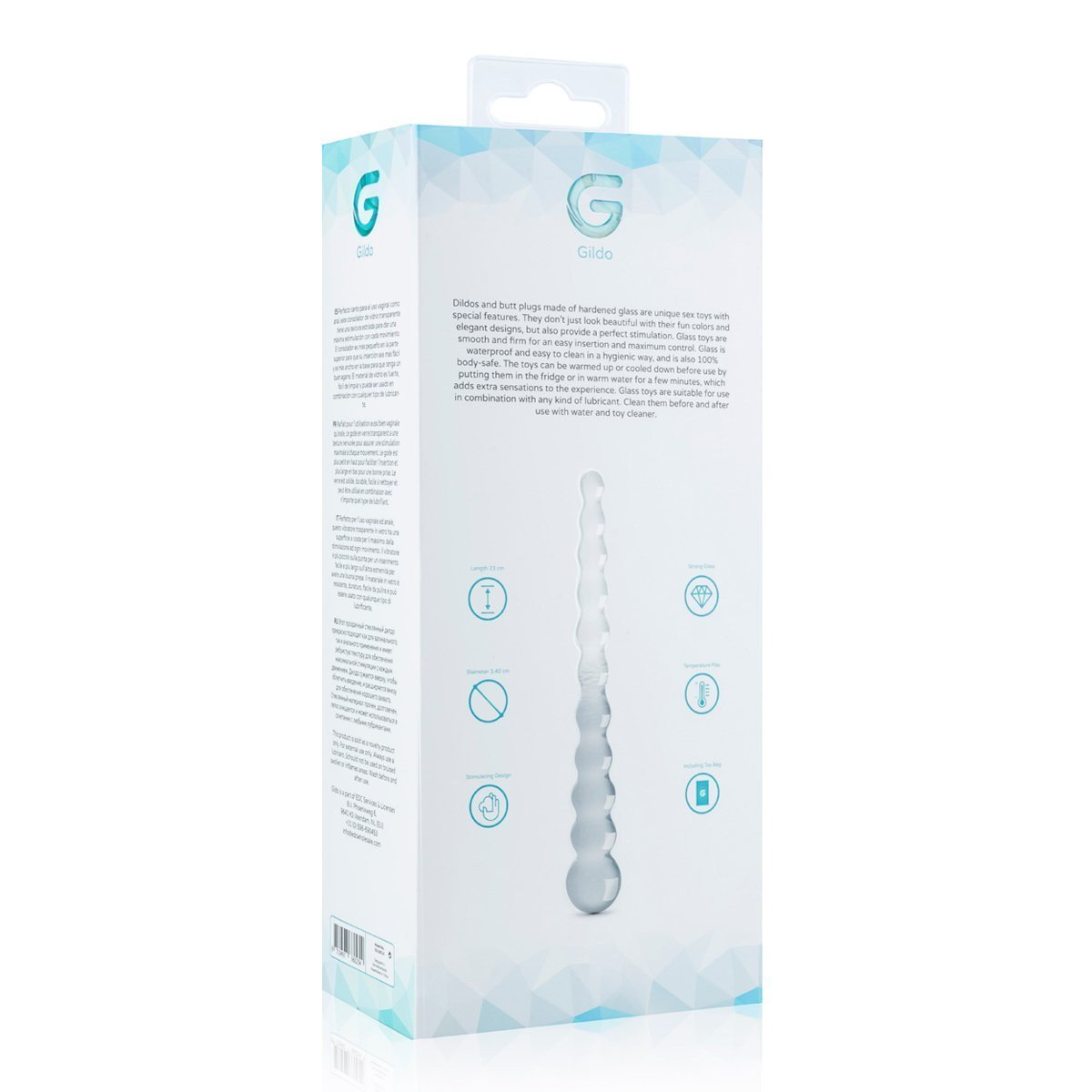 Stiklinis dvipusis dildo „Glass Dildo Nr. 20“ - Gildo