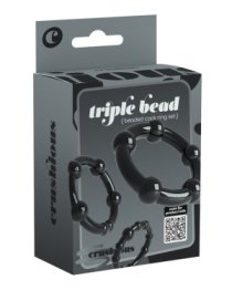 Penio žiedų rinkinys „Triple Bead Black“ - Crushious