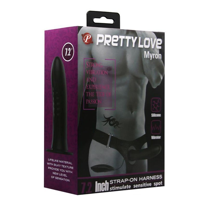 Vibruojantis tuščiaviduris strap-on dildo „Myron“ - Pretty Love