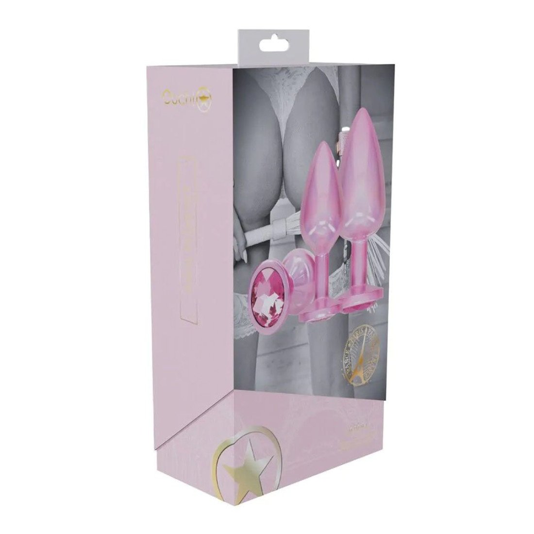 Analinių kaiščių rinkinys „Metal Anal Plug Set Pink“ - Ouch!
