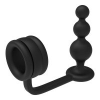 Analinis kaištis - žiedas „Cockring with Beaded Anal Plug“ - Ramrod