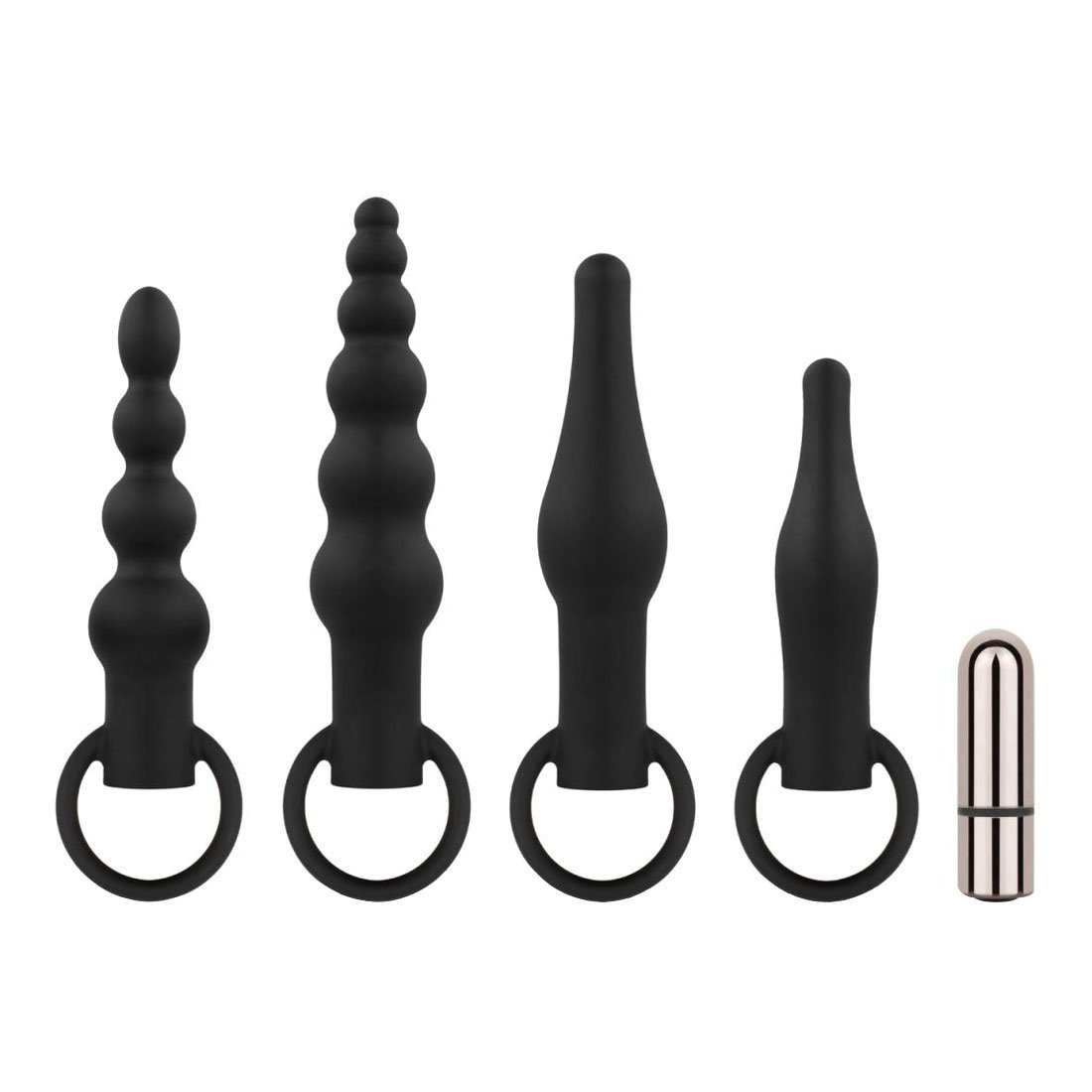 Vibruojančių analinių kaiščių rinkinys „Anal Plugs with Bullet“ - EasyToys