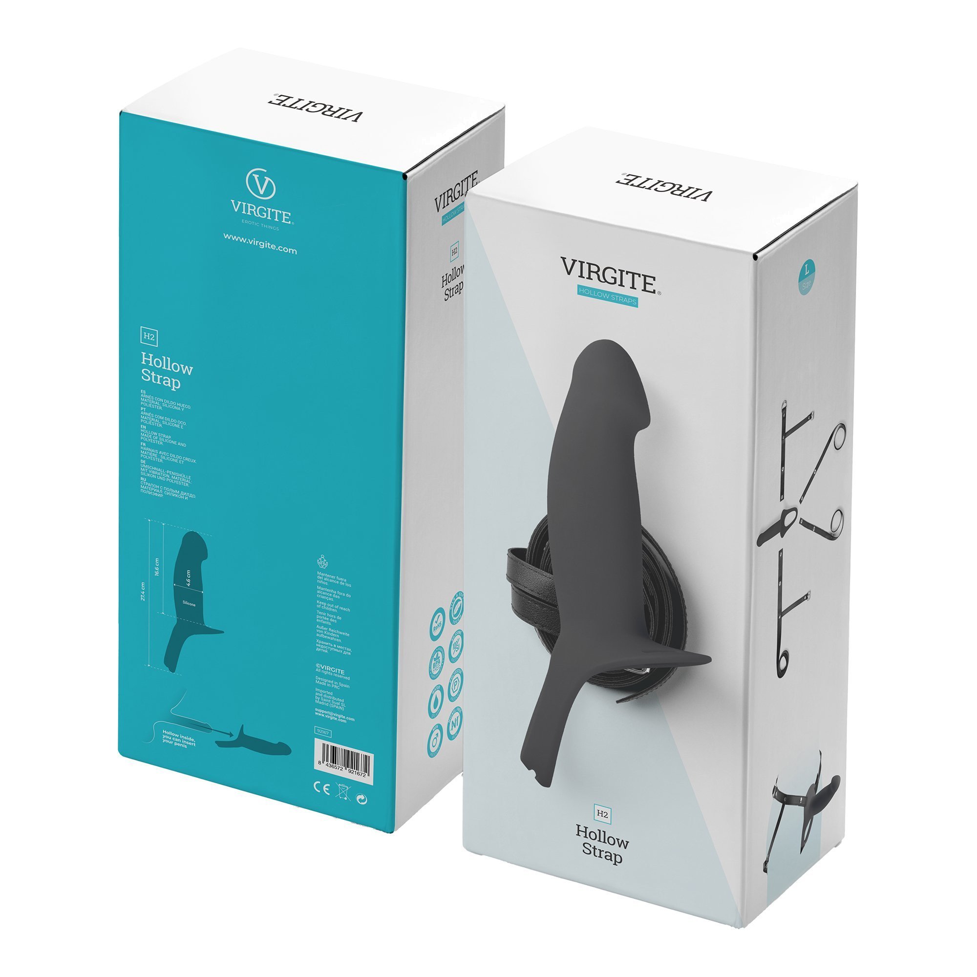 Tuščiaviduris strap-on dildo „H2 Size L“ - Virgite