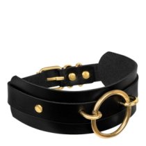 Antkaklis „O-Ring Front Collar Black Gold“ - Kinky Diva