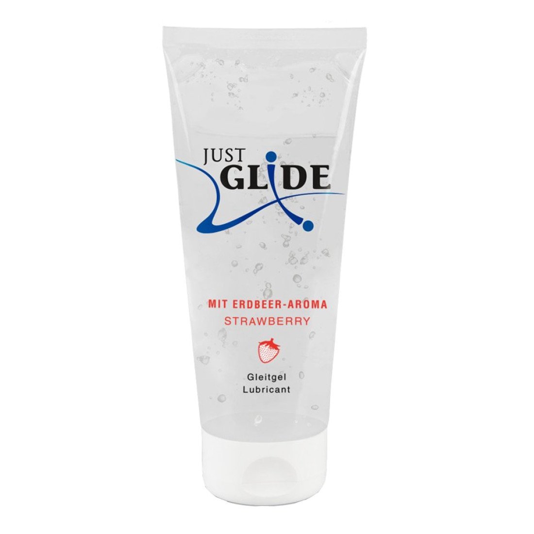 Braškių kvapo vandens pagrindo lubrikantas „Just Glide Strawberry“, 200 ml - Just Glide