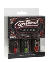 Rinkinys oraliniam seksui „Good Head Tingle Drops“, 3 vnt. - Doc Johnson