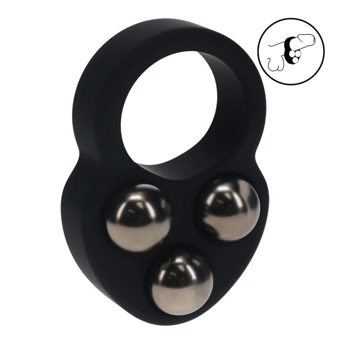 Penio žiedas „Triple Weighted Ball Cock Ring“ - Shots Toys