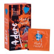 Aromatizuotų prezervatyvų rinkinys (pažeista pakuotė) „Adore“, 12 vnt.