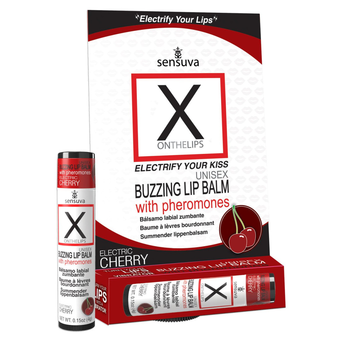 Stimuliuojantis lūpų balzamas su feromonais „X ON the Lips Electric Cherry“ - Sensuva