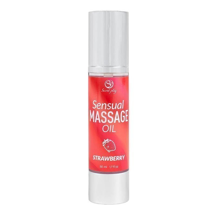 Masažo aliejus „Sensual Massage Oil Strawberry“, 50 ml - Secret Play