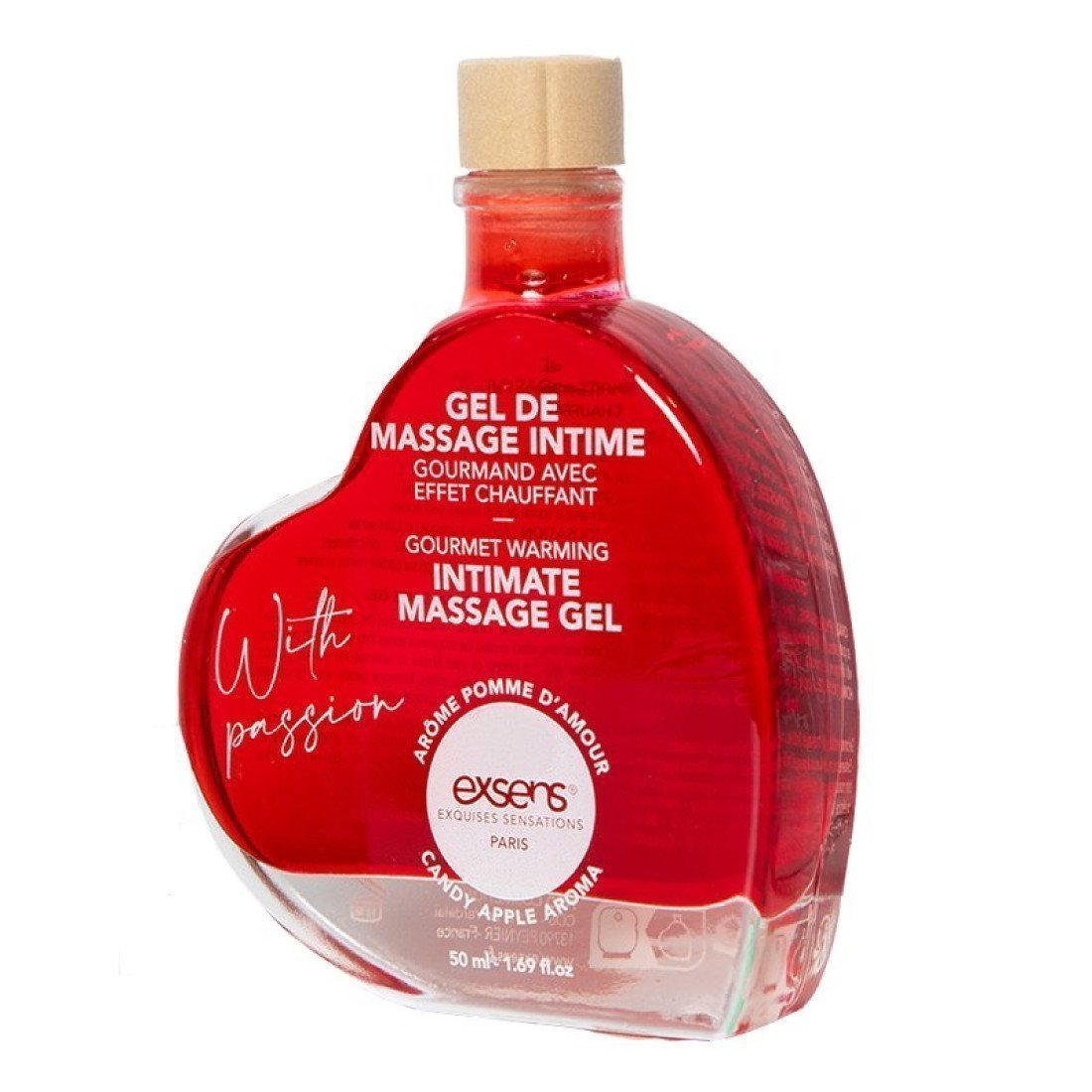 Šildantis masažo gelis „Candy Apple Aroma“, 50 ml - Exsens