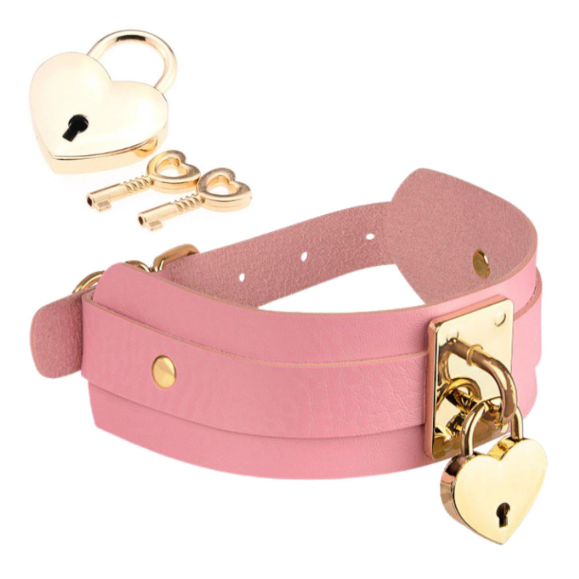 Antkaklis „Heart Lock Key Collar“ - Kinky Diva