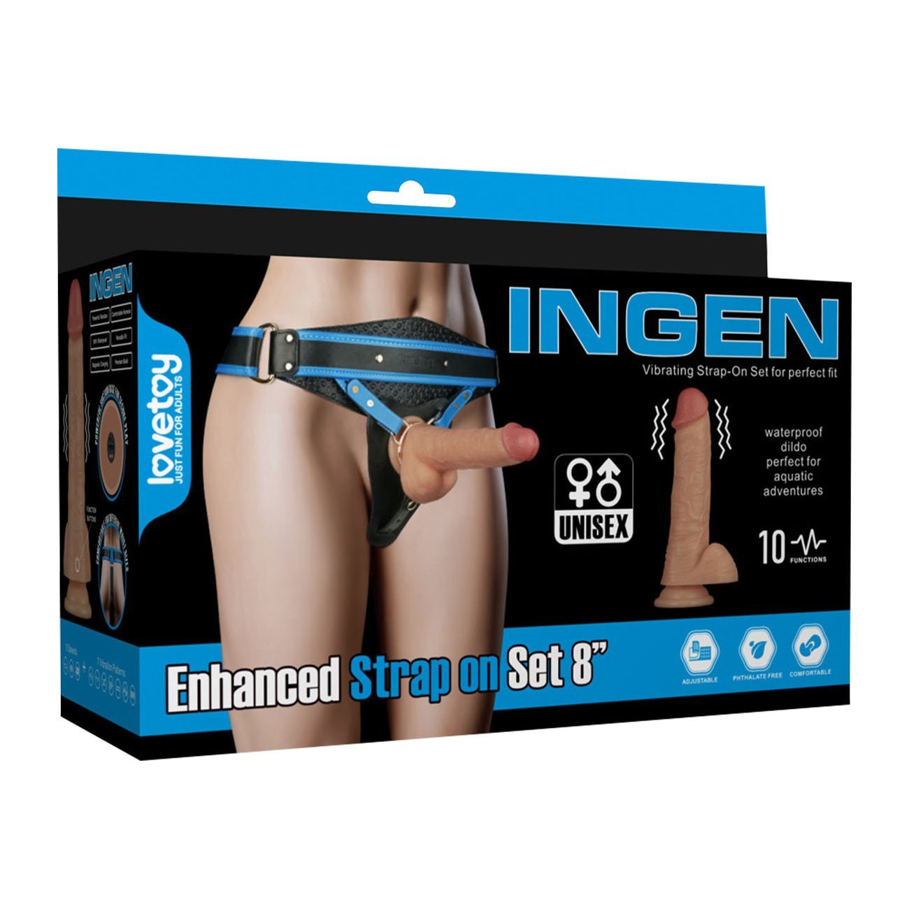 Vibruojantis strap-on dildo „Ingen Enhanced Strap on Set 8 L-2XL“ - Lovetoy