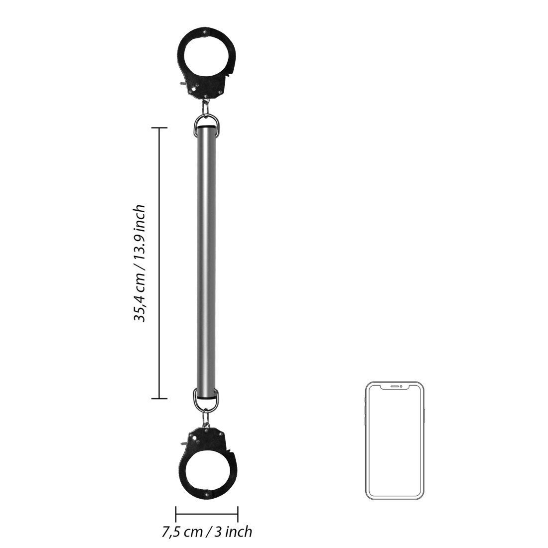 Kūno suvaržymo sistema „Spreader Bar with Cuffs“ - Ouch!