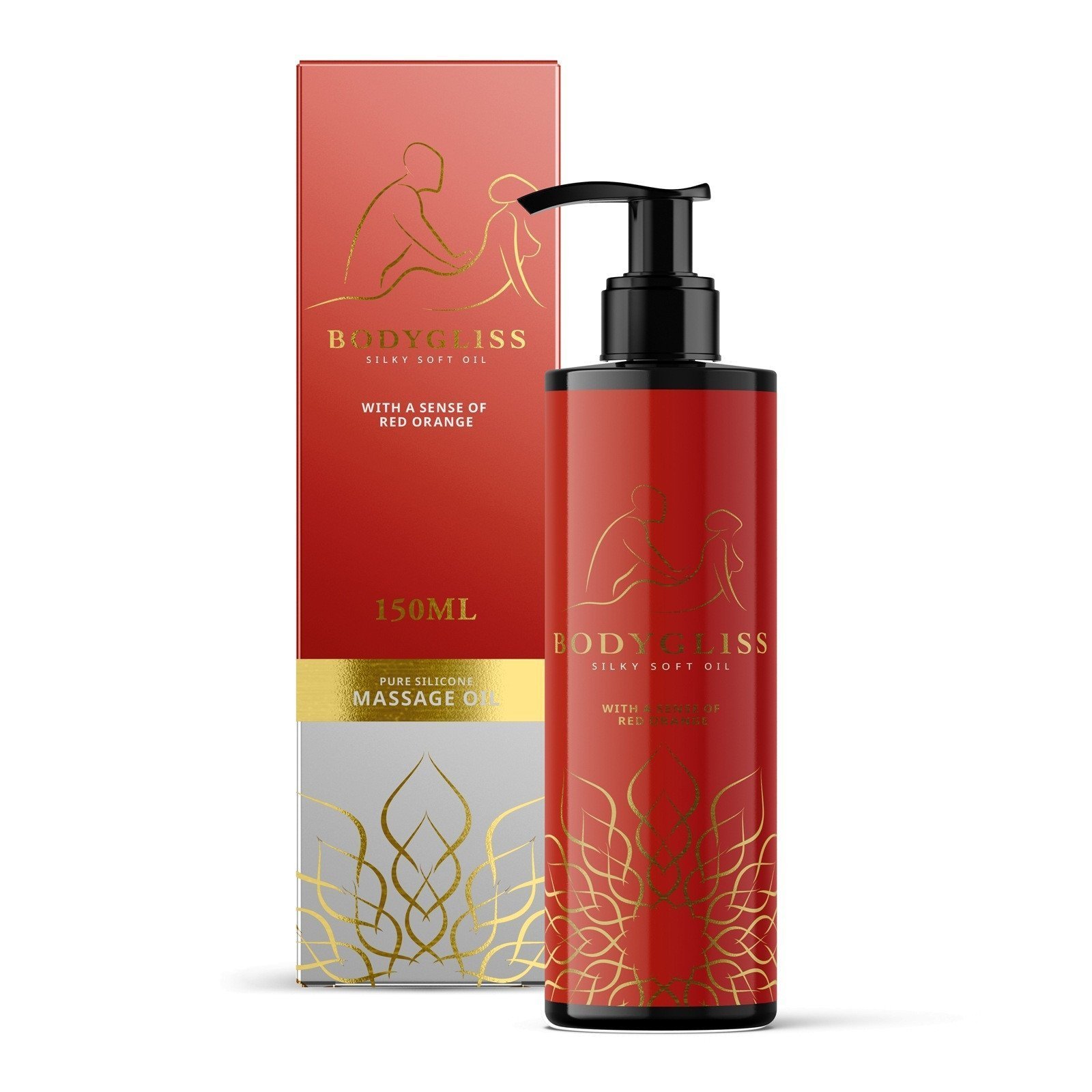 Silikono pagrindo masažo aliejus „Red Orange“, 150 ml - Bodygliss