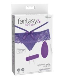 Vibruojančios atviros kelnaitės „Crotchless Panty Thrill-Her“ - Fantasy For Her