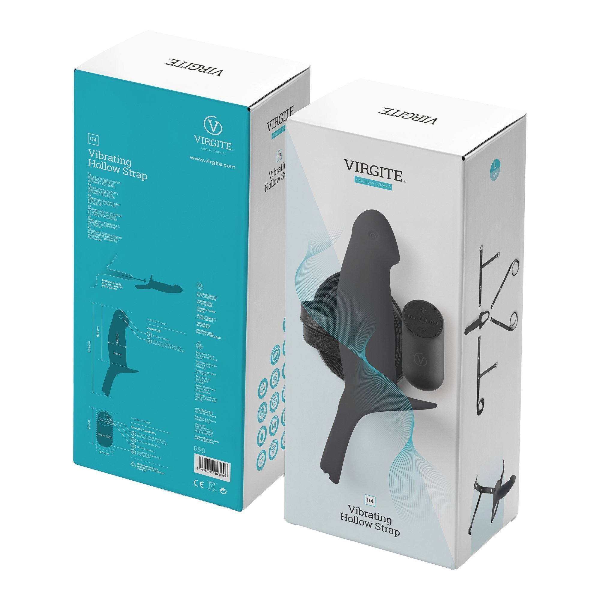 Vibuojantis tuščiaviduris strap-on dildo „H4 Size L“ - Virgite