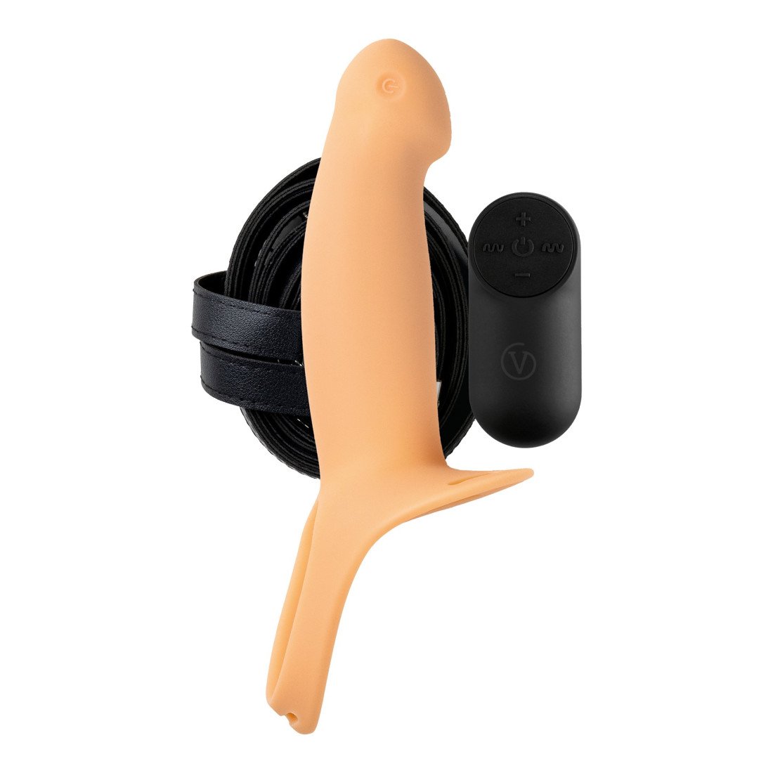 Vibuojantis tuščiaviduris strap-on dildo „H3 Size S“ - Virgite