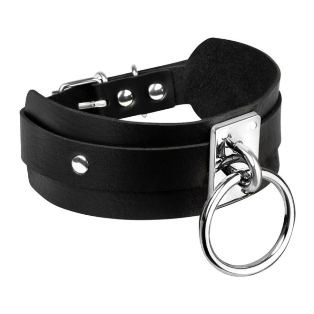 Antkaklis „O-Ring Collar Black Silver“ - Kinky Diva