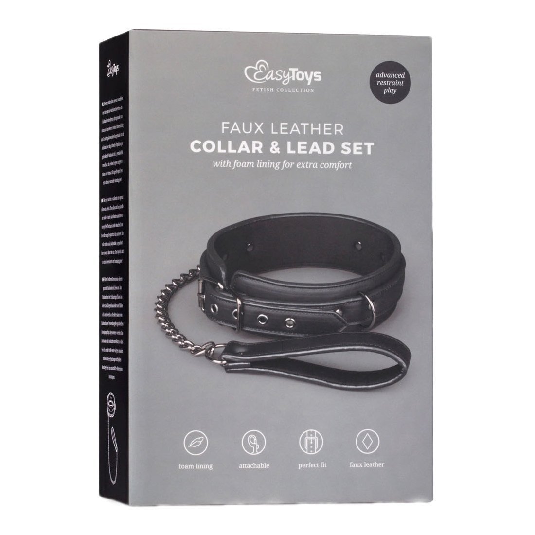 Antkaklio ir pavadėlio rinkinys „Fetish Collar With Leash“ - EasyToys