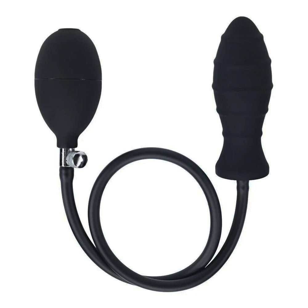 Pripučiamas analinis kaištis „Ribbed Inflatable Silicone Anal Plug“ - Shots Toys