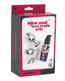 Analinių kaiščių ir lubrikanto rinkinys „Bijou Anal Wet Train Trio Red“ - Crushious